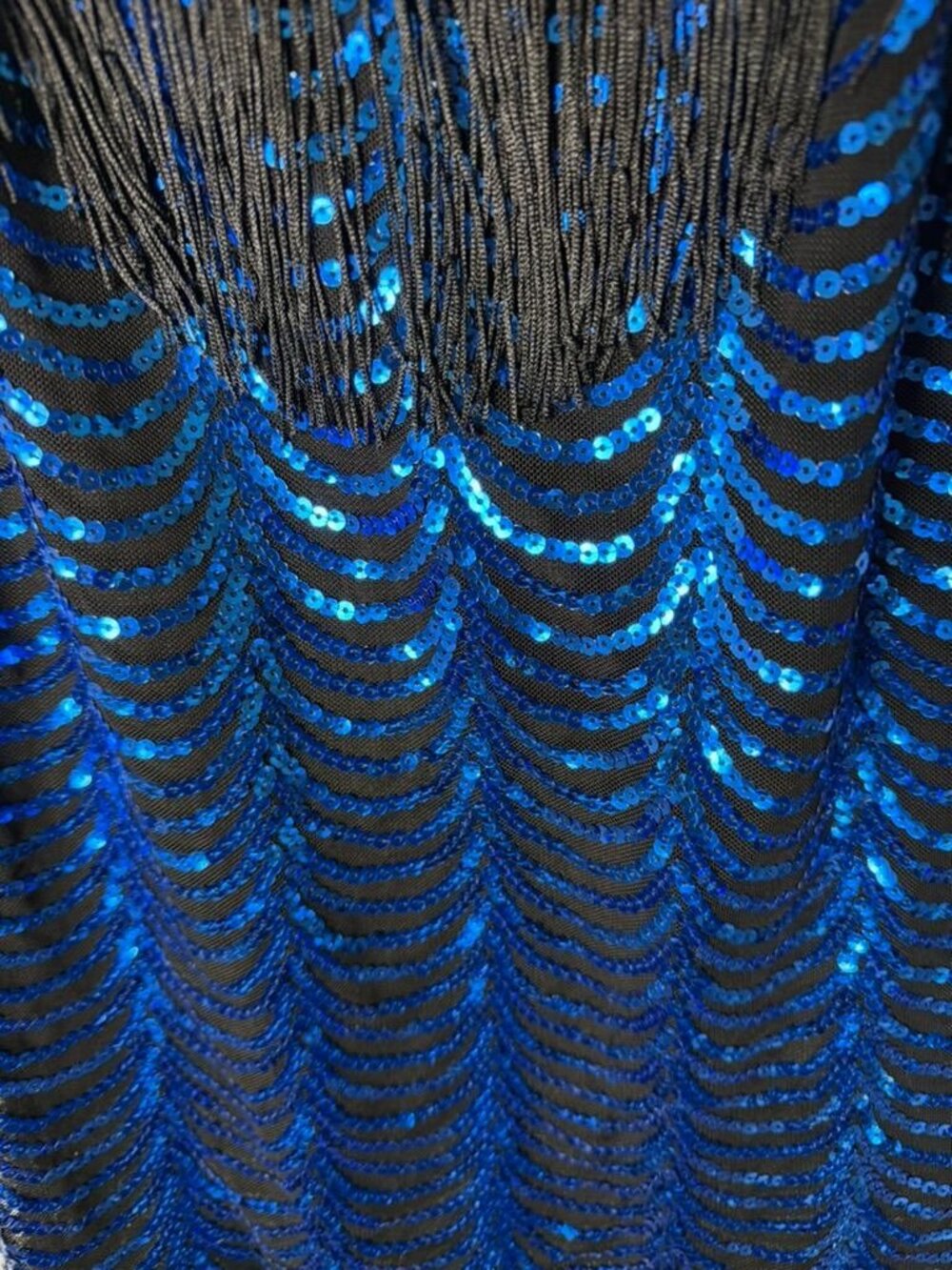 LEG AVENUE Womens Small Blue Black Sequin Fringe Flapper Gatsby Costume Dress - Picture 2 of 5